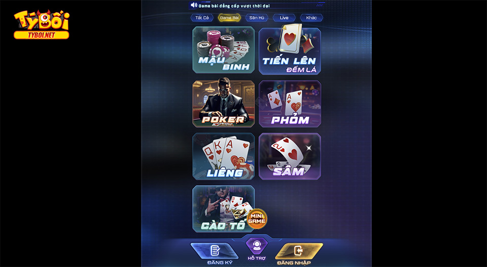 Kho trò chơi game bài Tyboi đổi thưởng luôn được đông đảo người chơi yêu thích